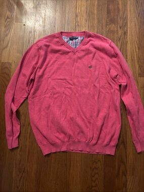 Southern Marsh Men's V-Neck Sweater in Coral